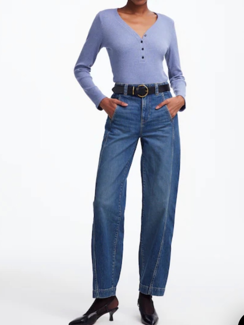 NWT Madewell Tapered Denim Trousers Concho Wash 24 High Rise Seamed